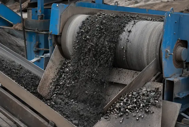 Bulk material cleaned by magnetic separation