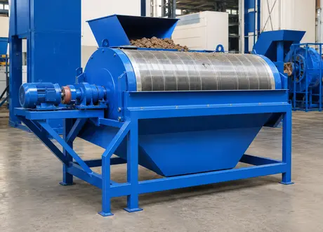 Magnetic drum separator for dry bulk ferrous removal