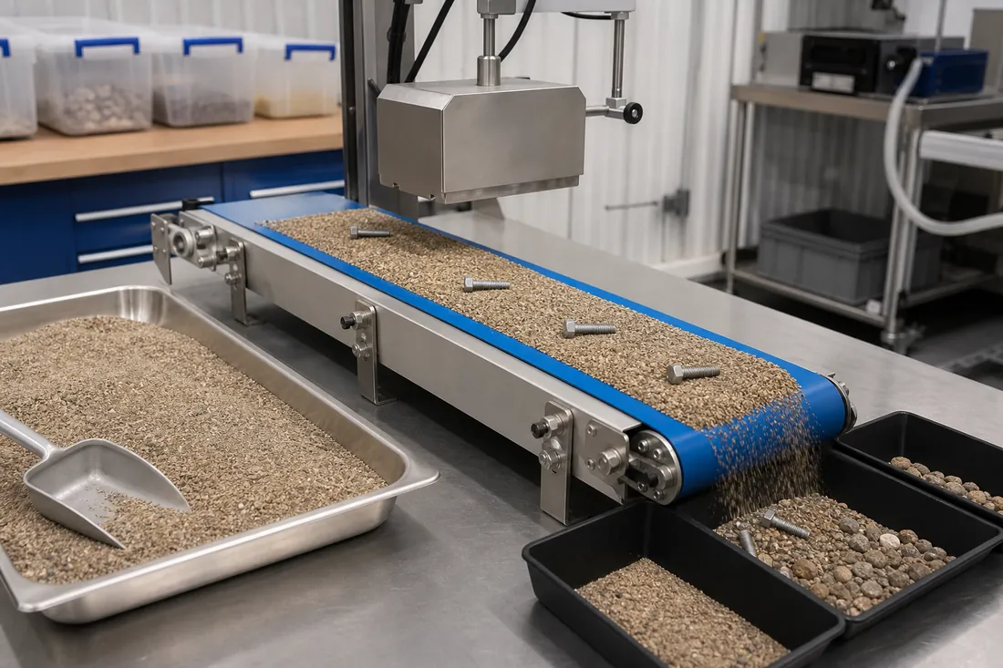 Material sample evaluation for magnetic separation