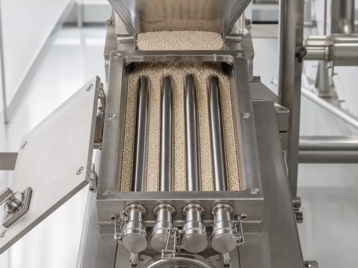 Magnetic tube granule line