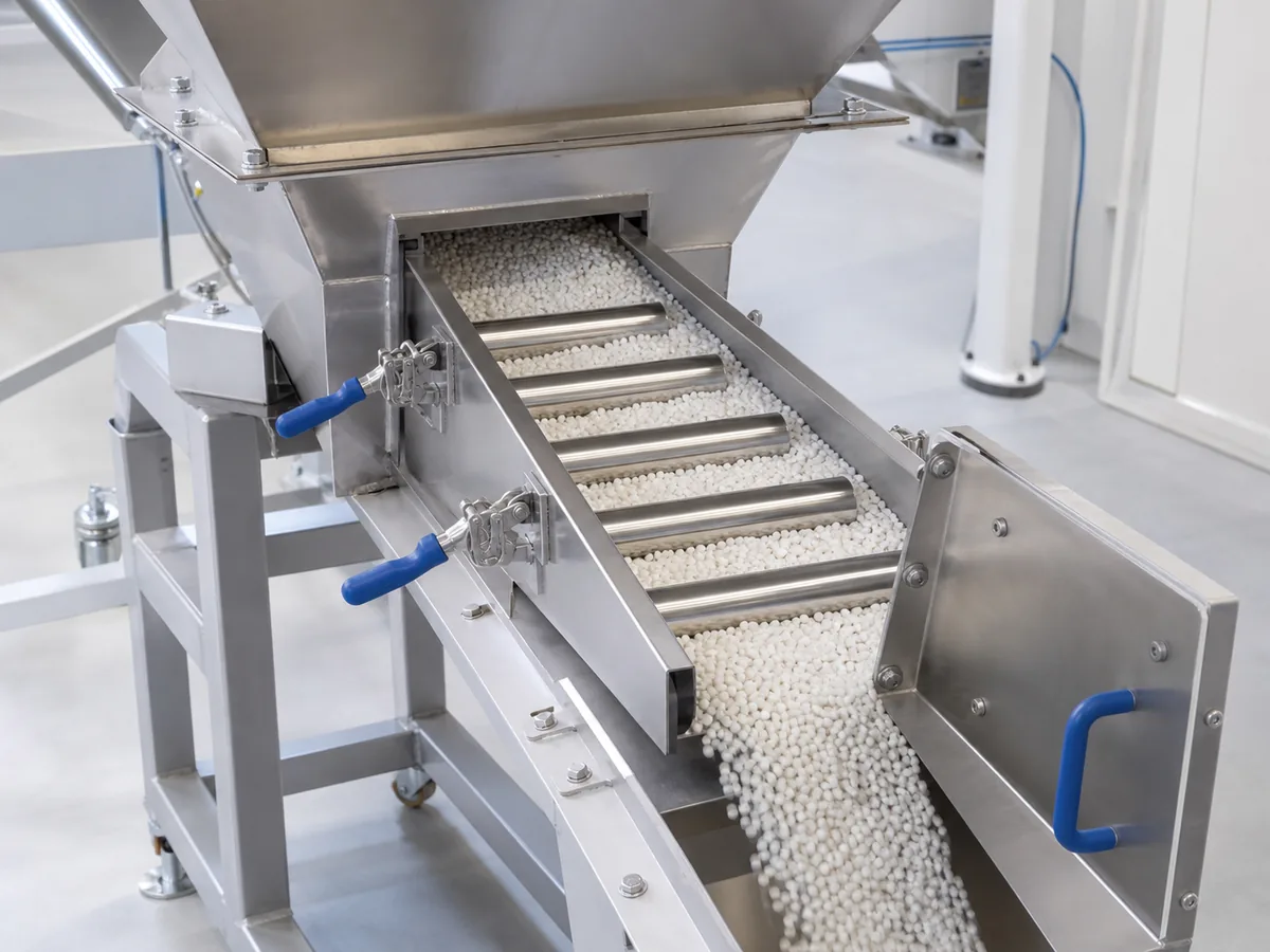 Magnetic tube granule processing line