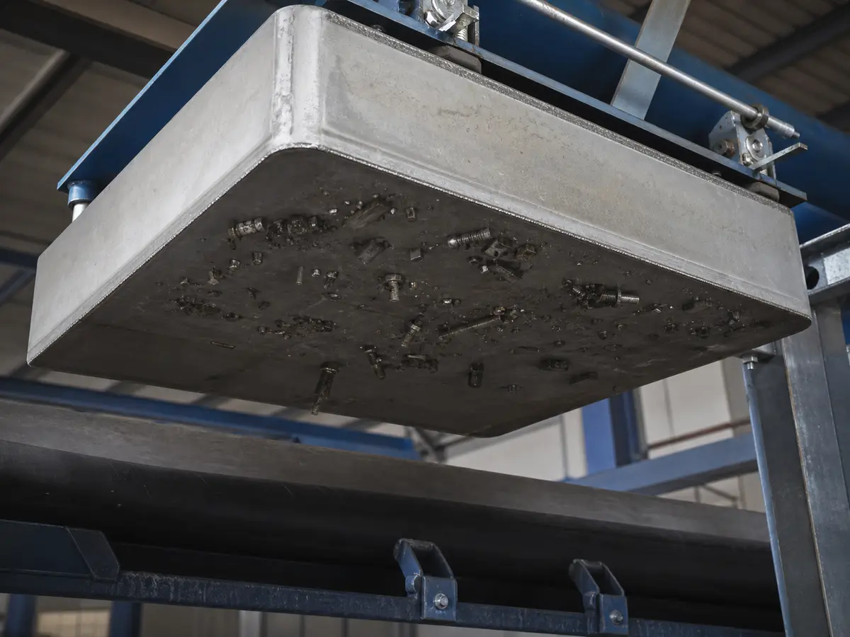 construction demolition waste industrial magnetic separation scene