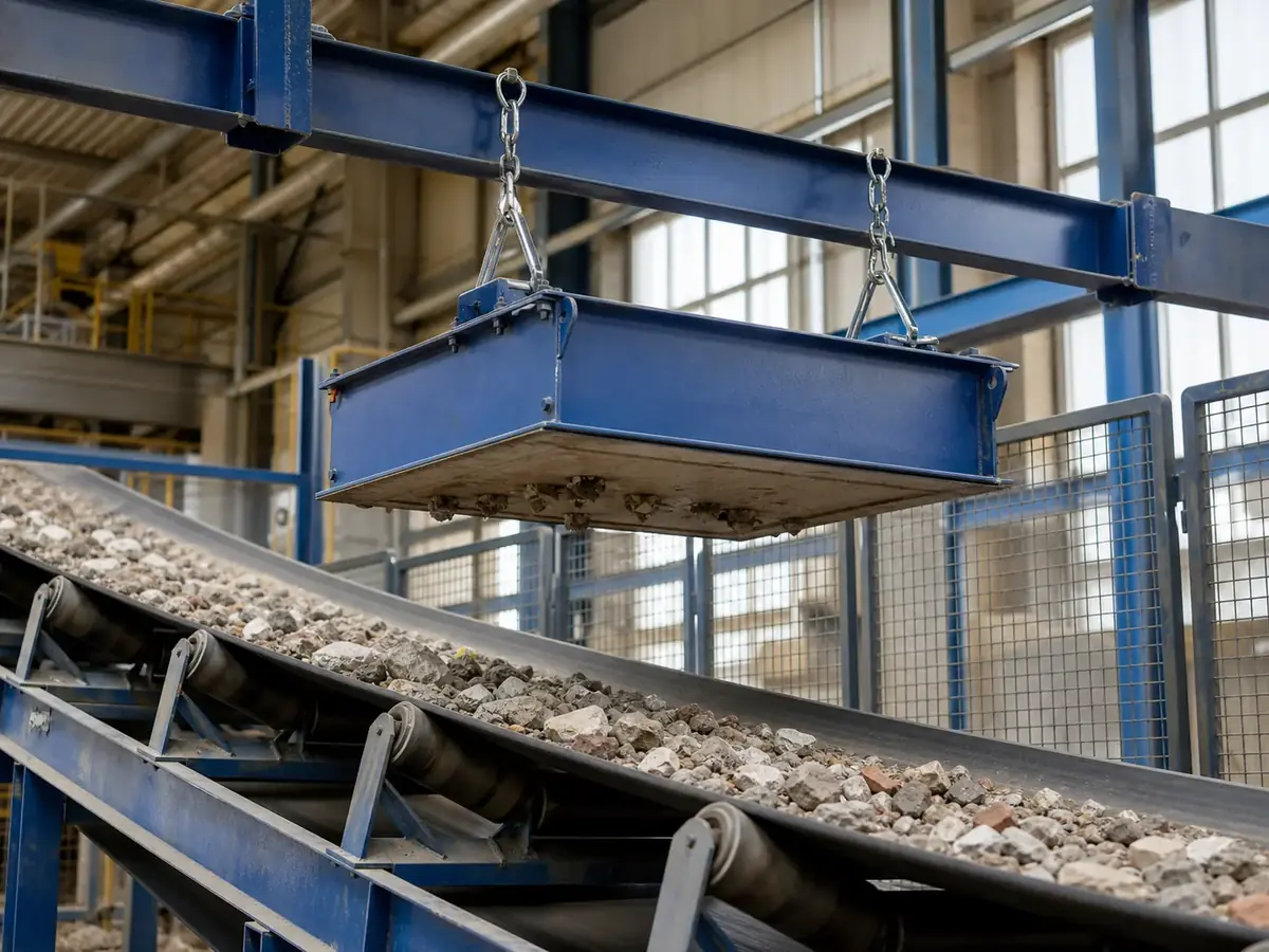 Magnetic separation for rubber recycling